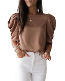 Azura Exchange Puff Sleeve Crew Neck Top - S