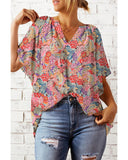 Azura Exchange Gorgeous Floral V-Neck Blouse - L