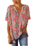 Azura Exchange Gorgeous Floral V-Neck Blouse - XL