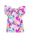 Azura Exchange Abstract Pattern Ruffle Short Sleeves Blouse - M