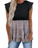 Azura Exchange Ruffle Sleeve Leopard Splice Blouse - XL