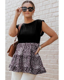 Azura Exchange Ruffle Sleeve Leopard Splice Blouse - XL