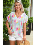 Azura Exchange Abstract Print V Neck Dolman Blouse - M