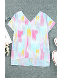 Azura Exchange Abstract Print V Neck Dolman Blouse - M