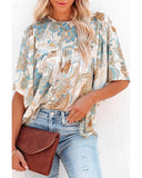 Azura Exchange Paisley Print Wide Sleeves Loose Blouse - L