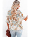 Azura Exchange Paisley Print Wide Sleeves Loose Blouse - L