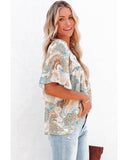 Azura Exchange Paisley Print Wide Sleeves Loose Blouse - L