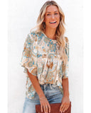 Azura Exchange Paisley Print Wide Sleeves Loose Blouse - L