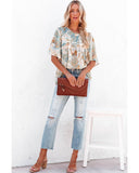 Azura Exchange Paisley Print Wide Sleeves Loose Blouse - L