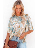 Azura Exchange Paisley Print Wide Sleeves Loose Blouse - L