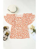 Azura Exchange Tiered Flutter Sleeve Blouse - S