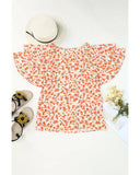 Azura Exchange Tiered Flutter Sleeve Blouse - S