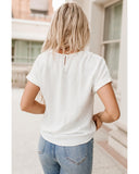 Azura Exchange Lace Swiss Dot Cuffed Sleeves Top - S