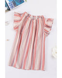 Azura Exchange Striped Print Ruffle Blouse - S