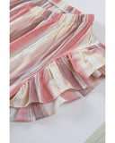 Azura Exchange Striped Print Ruffle Blouse - S