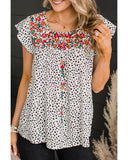 Azura Exchange Embroidered Flutter Sleeve Blouse - M