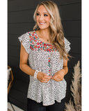 Azura Exchange Embroidered Flutter Sleeve Blouse - M