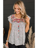 Azura Exchange Embroidered Flutter Sleeve Blouse - M