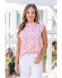 Azura Exchange Floral Print Ruffle Trim Blouse - L