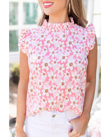 Azura Exchange Floral Print Ruffle Trim Blouse - XL