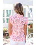 Azura Exchange Floral Print Ruffle Trim Blouse - XL