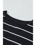 Azura Exchange Striped Print Side Pockets Short Sleeve Tunic Top - L