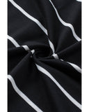 Azura Exchange Striped Print Side Pockets Short Sleeve Tunic Top - M