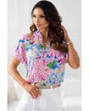 Azura Exchange Abstract Floral Print Notch V Neck Blouse - XL