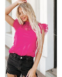 Azura Exchange Ruffle Tulle Flutter Sleeve Blouse - XL