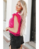 Azura Exchange Ruffle Tulle Flutter Sleeve Blouse - XL