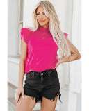 Azura Exchange Ruffle Tulle Flutter Sleeve Blouse - XL