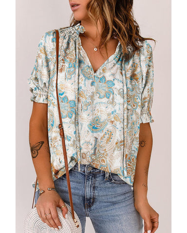 Azura Exchange Paisley Pattern Print Blouse - S