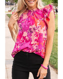 Azura Exchange Flutter Sleeves Frilled Neck Blouse - S