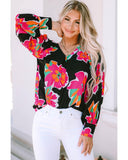 Azura Exchange Print Puff Sleeve Blouse - L