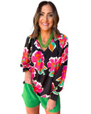 Azura Exchange Print Puff Sleeve Blouse - S