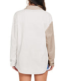 Azura Exchange Colorblock Long Sleeve Pocket Blouse - L