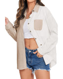 Azura Exchange Colorblock Long Sleeve Pocket Blouse - L