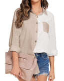 Azura Exchange Colorblock Long Sleeve Pocket Blouse - M