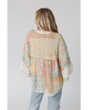 Azura Exchange Paisley Print Bell Sleeve Sheer Blouse - L