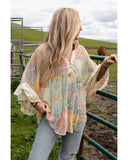 Azura Exchange Paisley Print Bell Sleeve Sheer Blouse - M