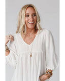 Azura Exchange V-Neck Bracelet Sleeve Ruffle Blouse - XL