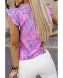 Azura Exchange Ruffle Leopard Print Top - M