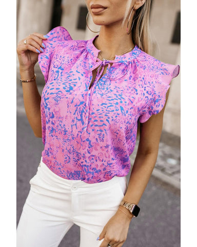 Azura Exchange Ruffle Leopard Print Top - S