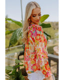 Azura Exchange Frilled Long Puff Sleeve Blouse - L