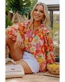 Azura Exchange Frilled Long Puff Sleeve Blouse - L