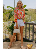 Azura Exchange Frilled Long Puff Sleeve Blouse - L