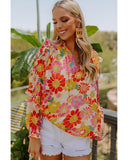 Azura Exchange Frilled Long Puff Sleeve Blouse - L