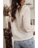 Azura Exchange Hollowed Long Sleeve Round Neck Ruffled Blouse - XL