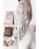 Azura Exchange Tie Neck Long Sleeve Crinkle Blouse - M