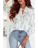 Azura Exchange Tie Neck Long Sleeve Crinkle Blouse - M
